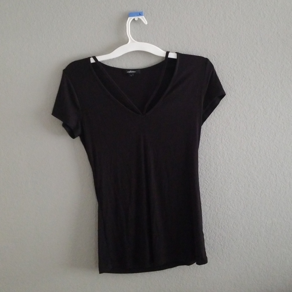 Black strappy front tee